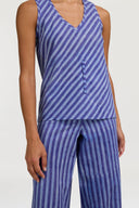 Banyan Top - Mini Stripes Plumbago