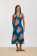 Cheack Dress - Leopard Flower Dark Teal