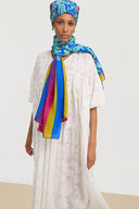 Silk Shawl 100X200Cm - Dragon Cloud Aqua