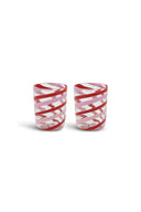 Set Of 2 Glasses - Blown Canna Spiral Red Pink
