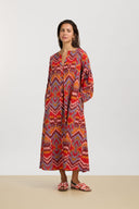 Khubani Dress - Mathura Ikat Sugar Red