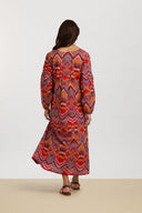 Khubani Dress - Mathura Ikat Sugar Red