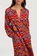 Khubani Dress - Mathura Ikat Sugar Red