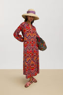Khubani Dress - Mathura Ikat Sugar Red