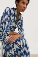 Kurta Lunga - Ikat Arrow Blue