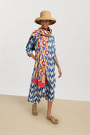 Kurta Lunga - Ikat Arrow Blue