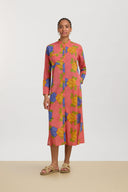Long Open Kurta - Big Flower Old Pink