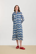 Long Open Kurta - Ikat Arrow Blue