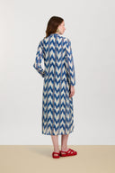 Long Open Kurta - Ikat Arrow Blue