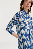 Kurta Lunga Aperta - Ikat Arrow Blue