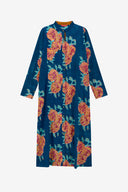 Kurta Lunga Aperta - Leopard Flower Dark Teal