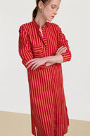 Kurta Lunga Aperta - Mini Stripes Red
