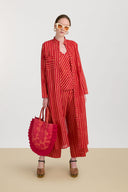 Kurta Lunga Aperta - Mini Stripes Red