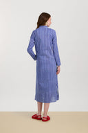 Long Open Kurta - Mini Stripes Plumbago