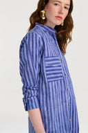 Kurta Lunga Aperta - Mini Stripes Plumbago
