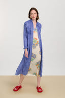 Kurta Lunga Aperta - Mini Stripes Plumbago