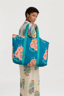 Shopping Bag - Leopard Flower Teal