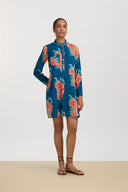 Short Kurta - Leopard Flower Dark Teal
