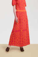 Theresa Skirt - Damask Design Orange