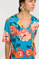 T Shirt Scollo A V - Nizam Teal