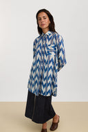 Ube Shirt -  Ikat Arrow Blue