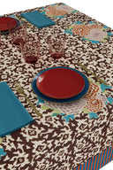 Telo Cotone 180X270Cm - Arabesque Corolla Natural Coffee