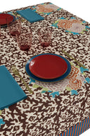 Cotton Cloth  180X350Cm - Arabesque Corolla Natural Coffee