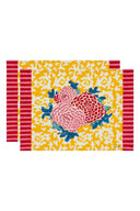 Set of 2 cotton placemats 35x48 cm - Arabesque corolla gold natural