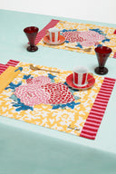 Set of 2 cotton placemats 35x48 cm - Arabesque corolla gold natural