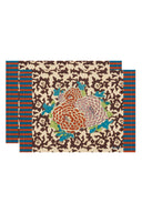 Set of 2 cotton placemats 35x48 cm - Arabesque corolla natural coffee