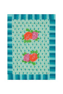 Reversible quilt 70x110 cm - Hima big flower turquoise
