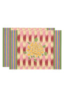 Set Of 2 Cotton Placemats 35x48 Cm - Crimson Ikat Pink