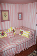 Lisa Corti x The Socialite Family Bomboloni Cushion - Bold Rose Stripes Yellow