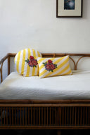 Lisa Corti x The Socialite Family Bomboloni Cushion - Bold Rose Stripes Yellow