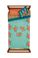 Reversible quilt 180x270 cm - Hima big flower turquoise
