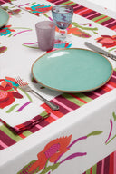 Tovagliolo Lino 50x50 cm - Japanese White Red Turquoise