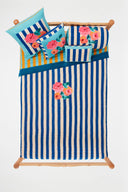 Reversible Quilt  250X270Cm - Nizam Stripes Blue Natural