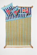 Trapunta Reversibile 250X270Cm - Nizam Stripes Blue Natural