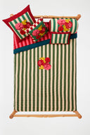 Reversible Quilt  250X270Cm - Nizam Stripes Green Natural