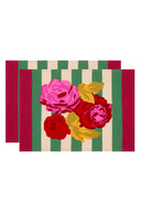 Set of 2 cotton placemats 35x48 cm - Nizam stripes green natural