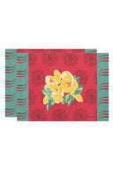 Set Of 2 Cotton Placemats 35x48 Cm - Planet Cream Red